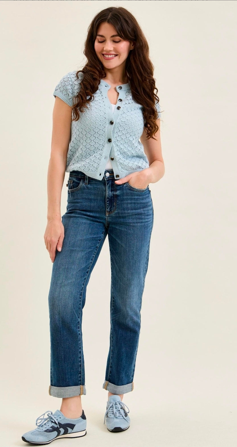 JUDY BLUE MID RISE Billie Boyfriend medium wash Everyday Indigo Jean