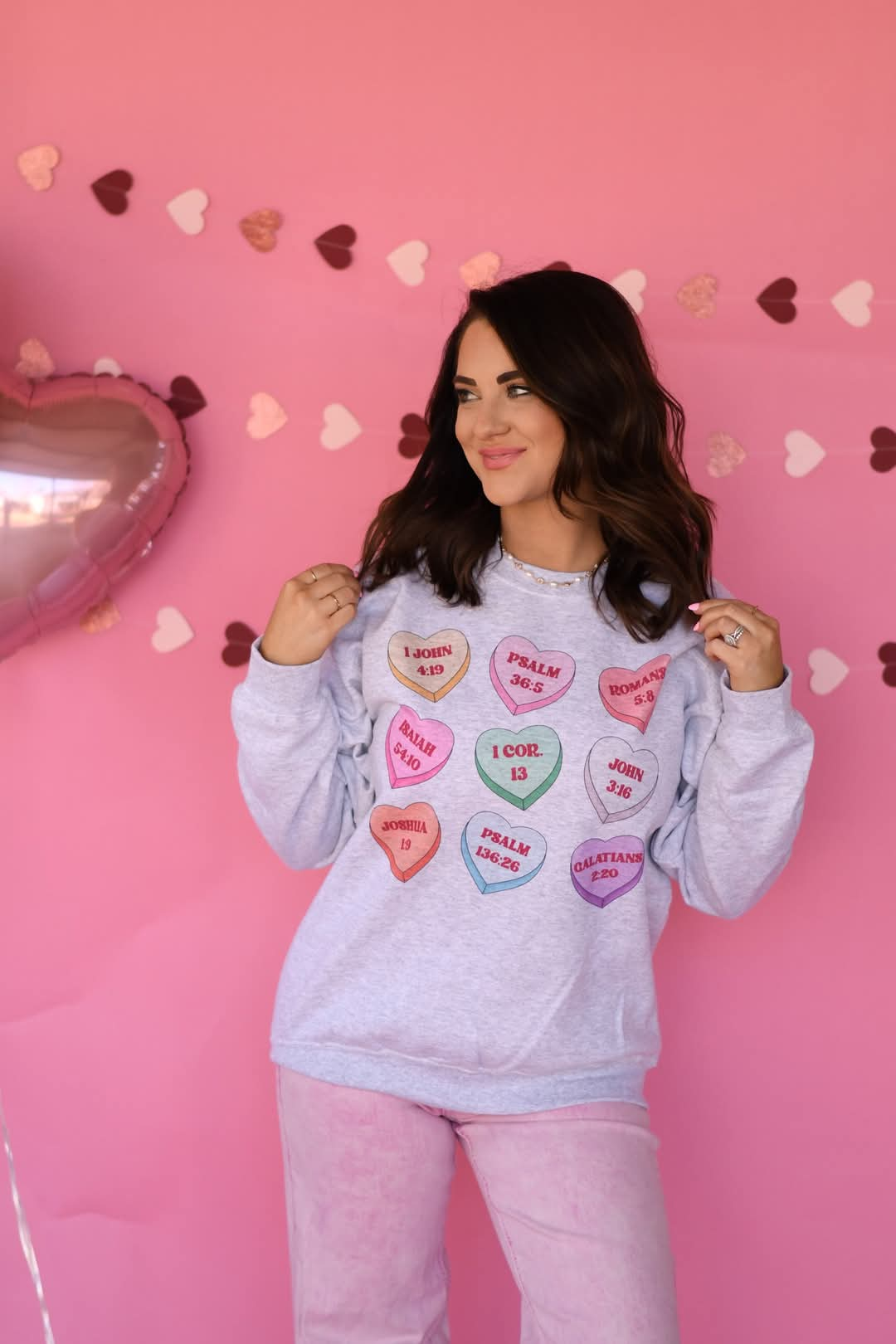 **PRE ORDER** BILBLE VERSE CANDY HEART SWEATSHIRT/TEE - TAT 15 BUSINESS DAYS