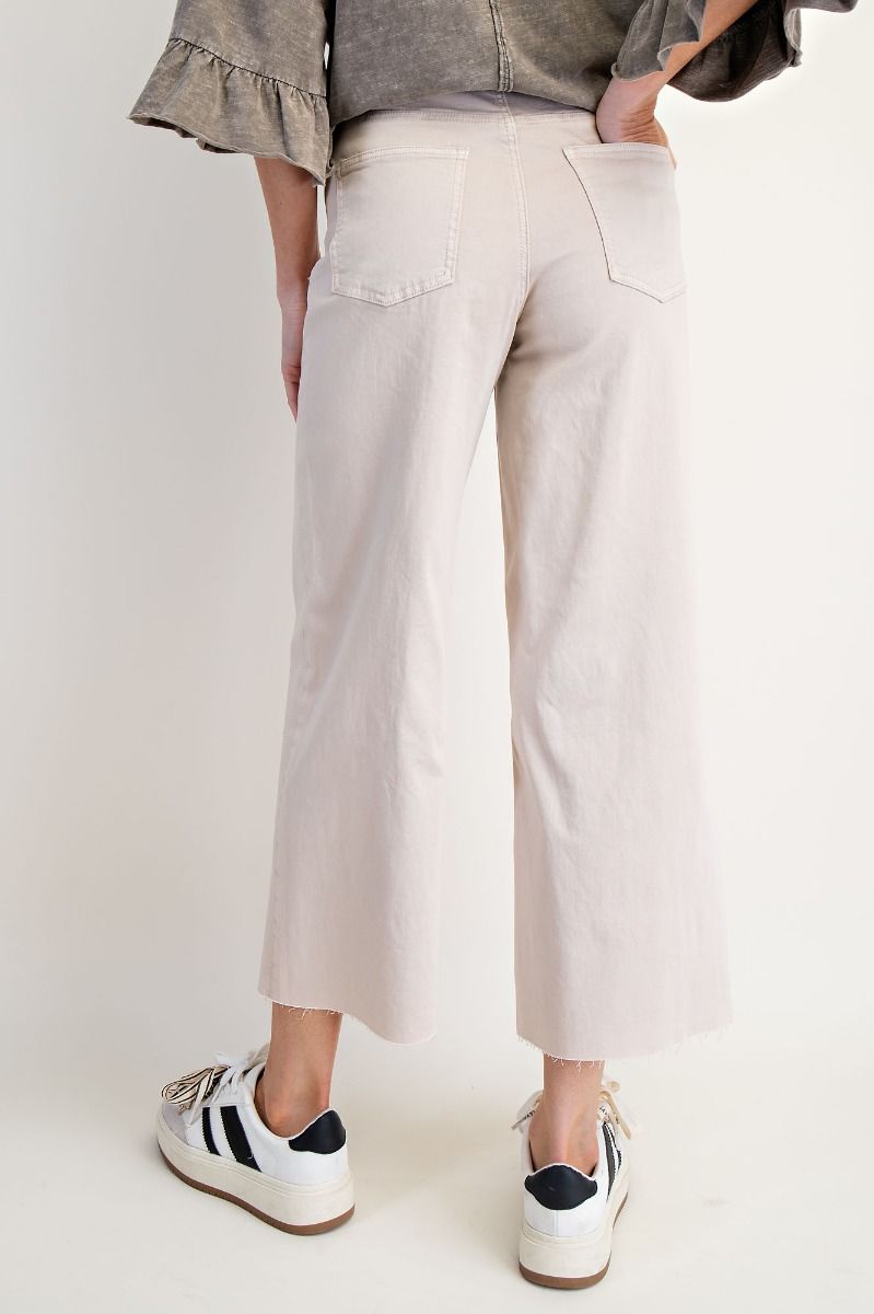 ECRU WIDE LEG MULTI BUTTON JEANS