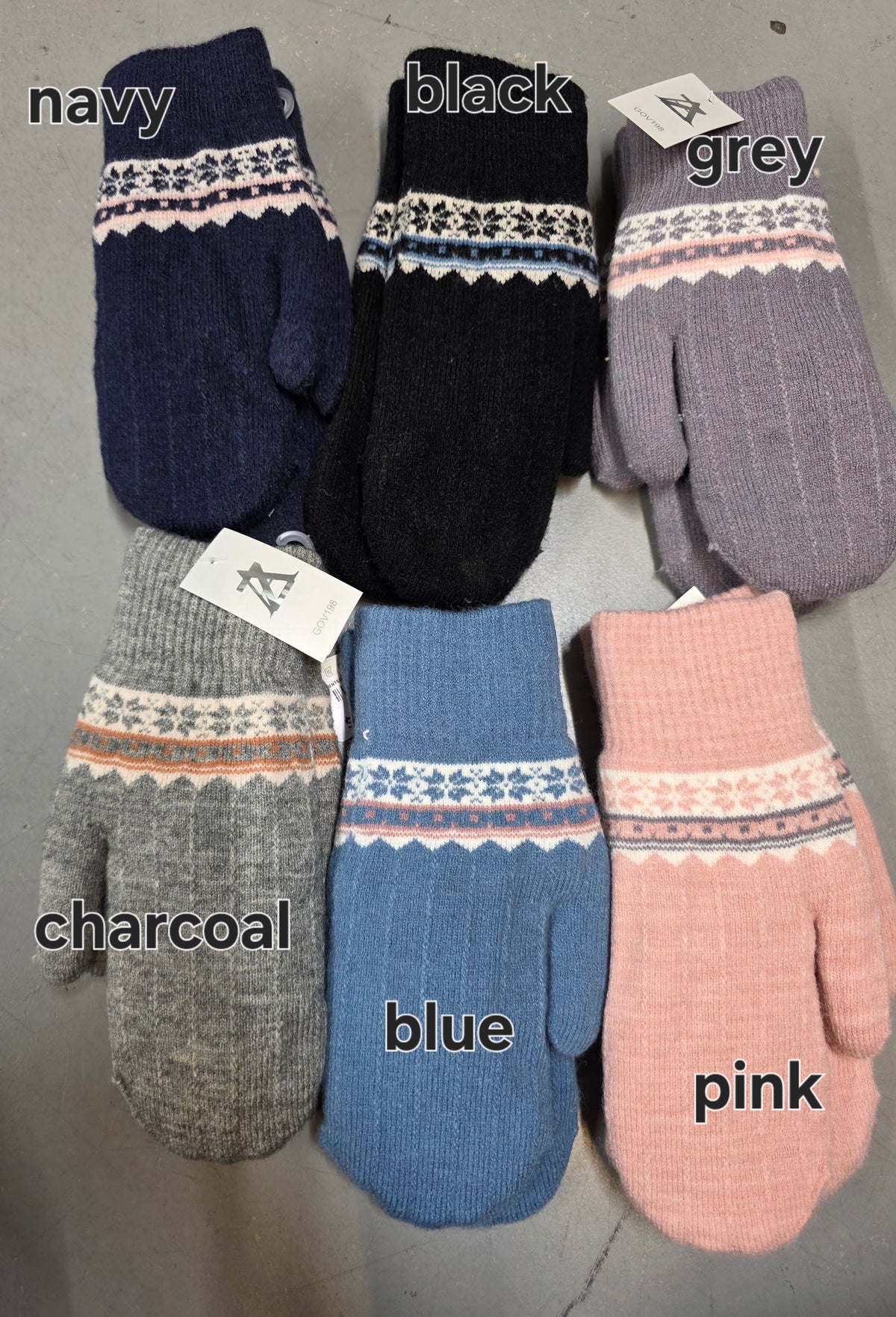 PRINTED FAUX FUR LINED MITTENS - 6 COLORS