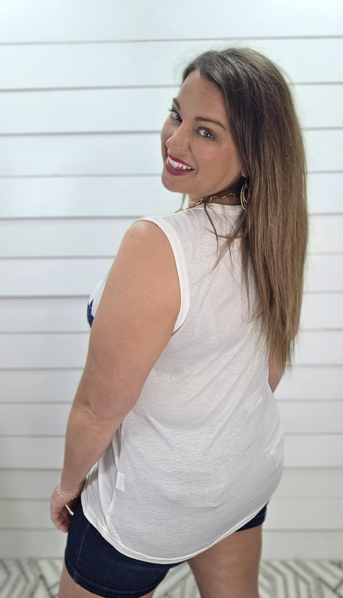 WHITE STARS AND STRIPED TANK