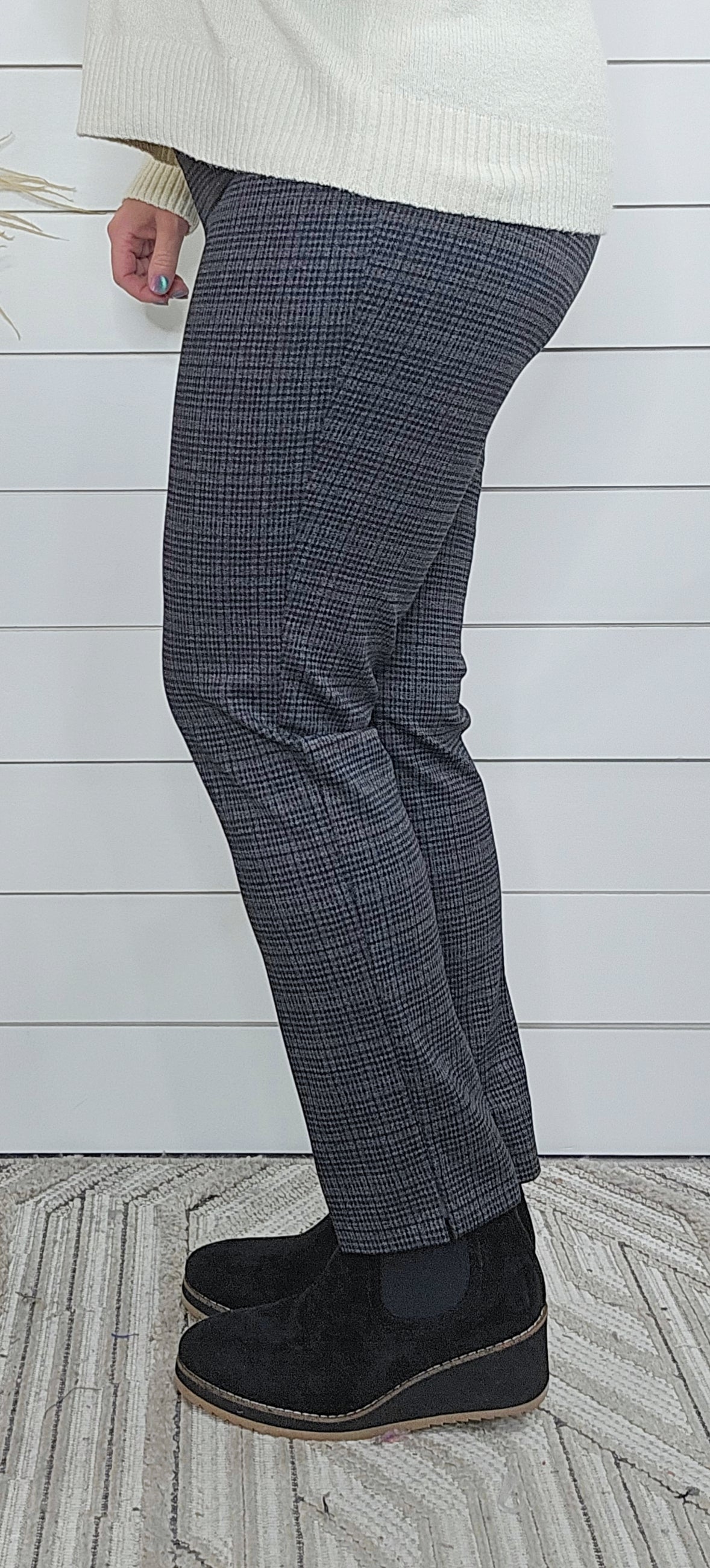 KAREN HART BLACK PLAID PULLON PANT