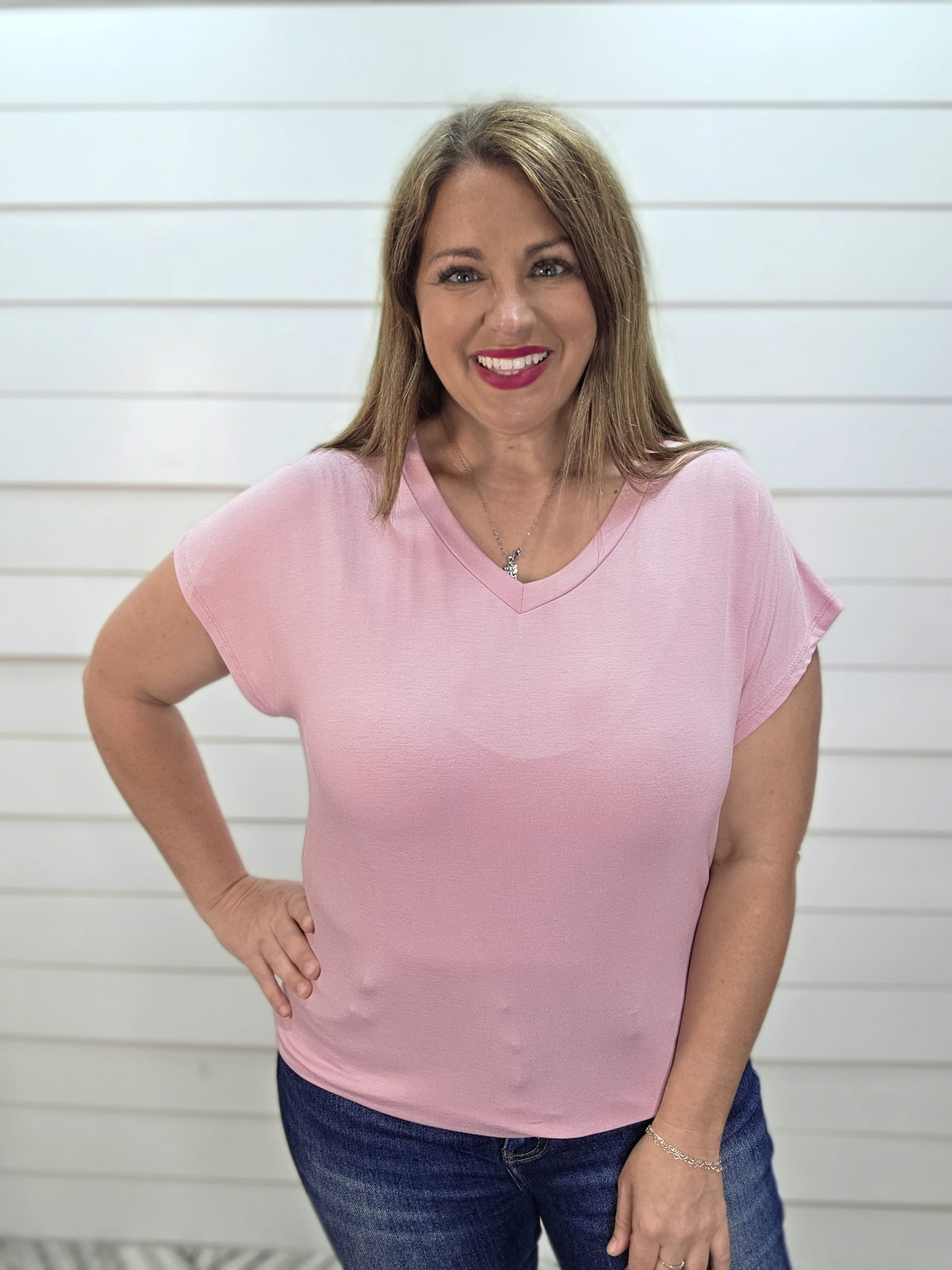 DUSTY ROSE DROP SHOULDER BUTTER SOFT KNIT TOP
