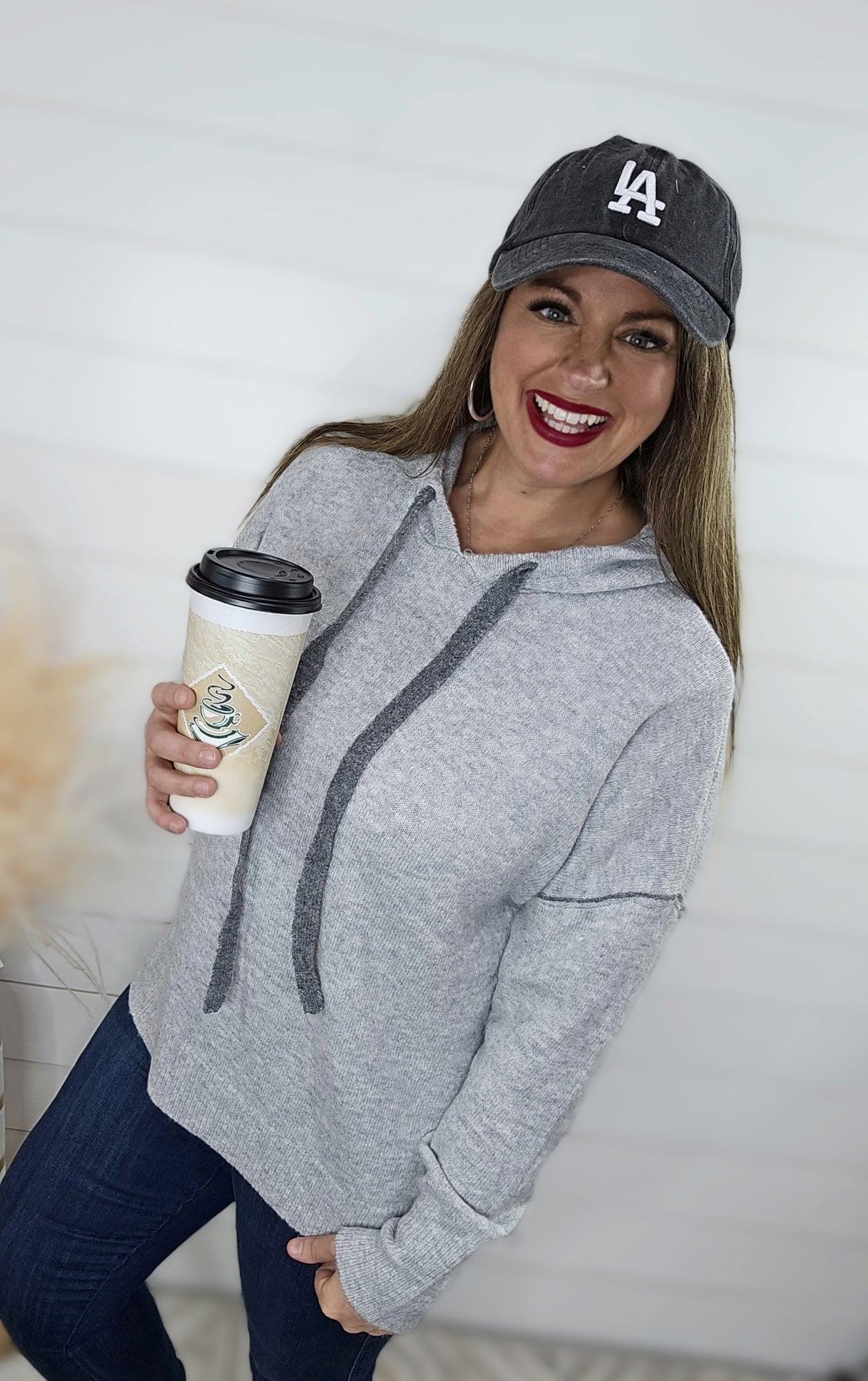 LIGHT GREY CONTRAST SOFT SWEATER HOODIE