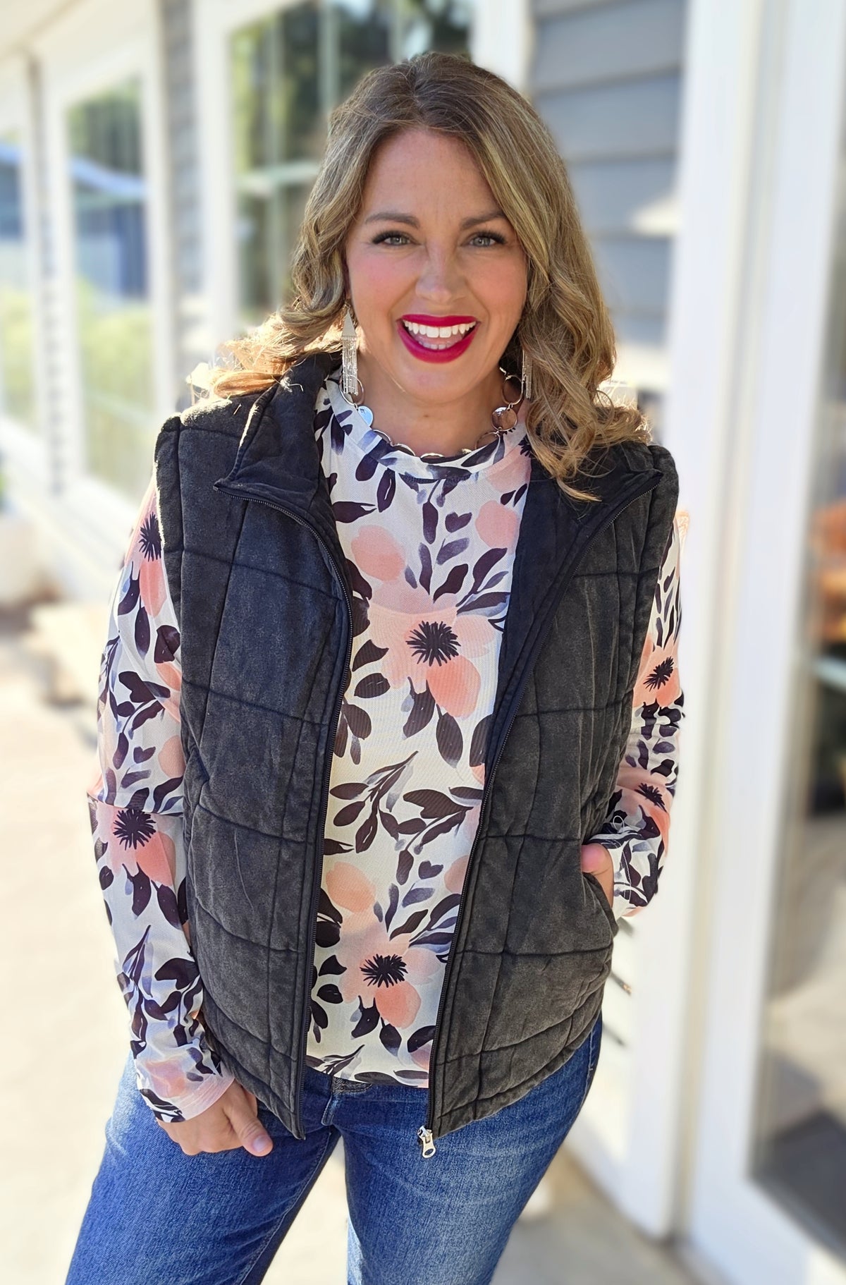 MINERAL WASH ULTRA SOFT QUILTED VEST - BLACK