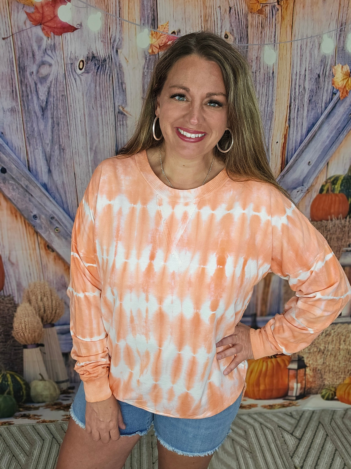 NEON CORAL TIE DYE LIGHT WEIGHT FRENCH TERRY PULLOVER