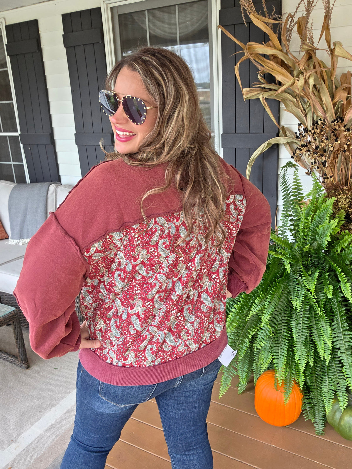 MULBERRY FLEECE LINED QUILTED PULLOVER W/ SIDE POCKETS