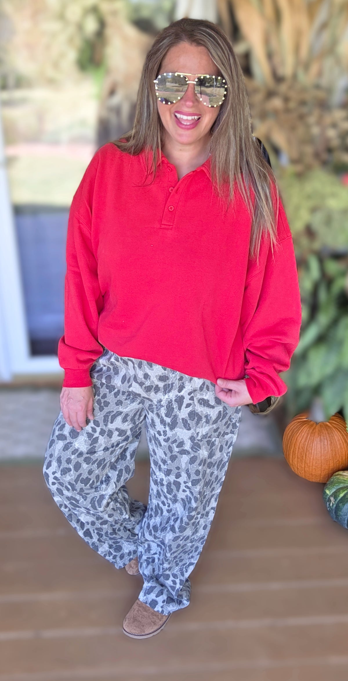 LEOPARD WIDE LEG ELASTIC WASIT PANTS