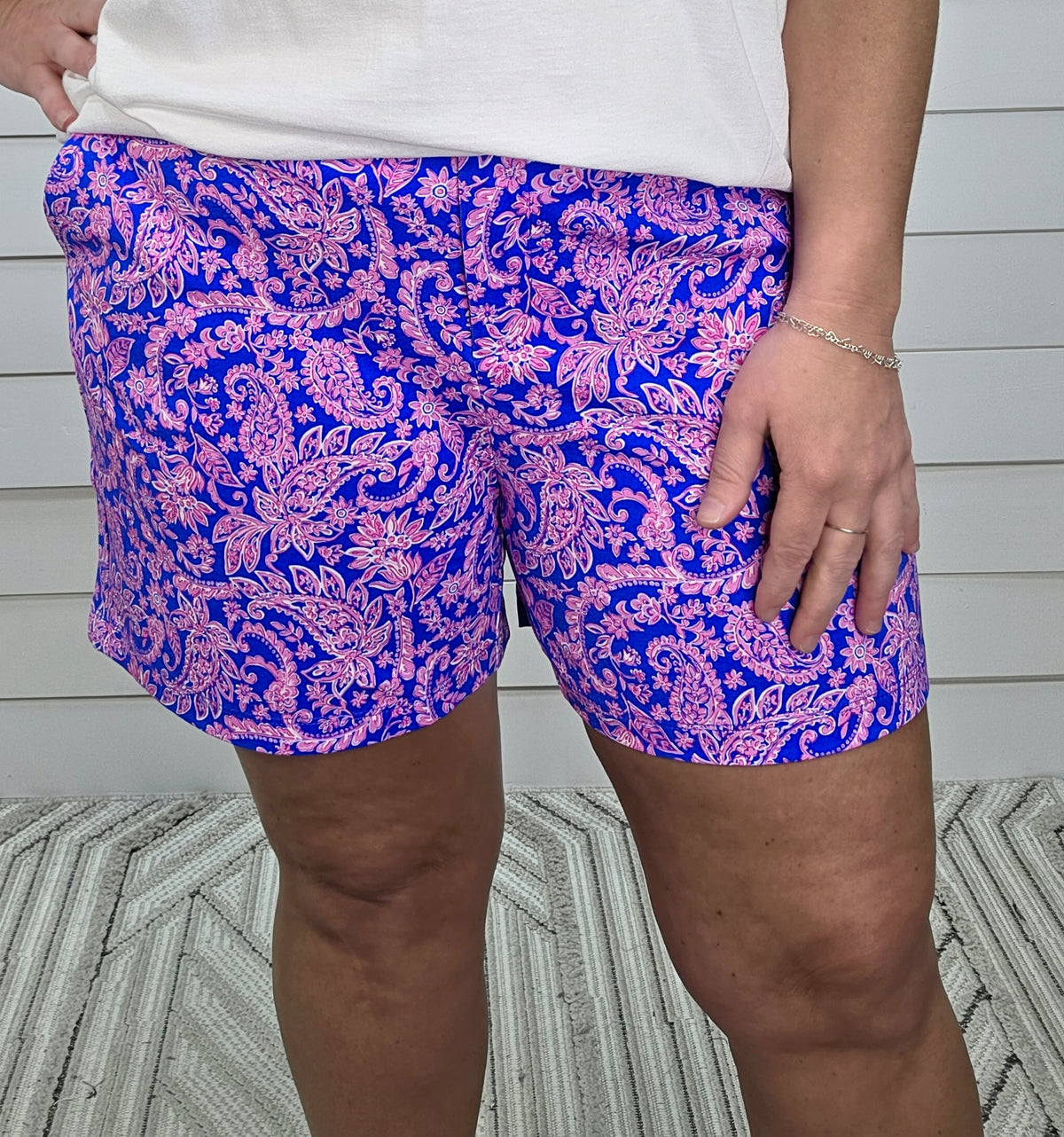 DEAR SCALLETT MAGENTA/NAVY KNIT PRINTED SHORTS