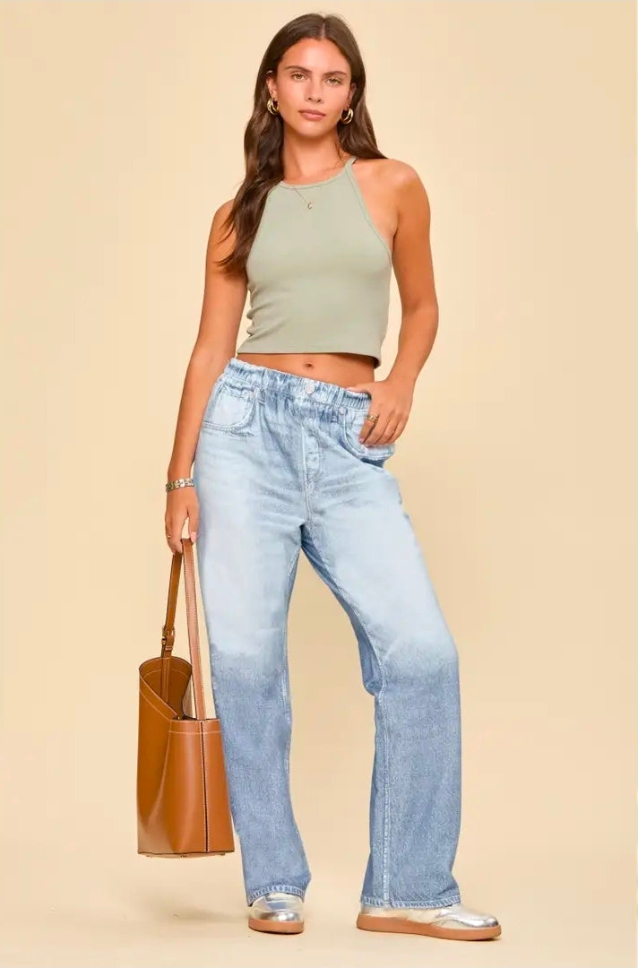 DEAR SCARLETT LIGHT WASH STRAIGHT LEG ZENIM FAUX DENIM