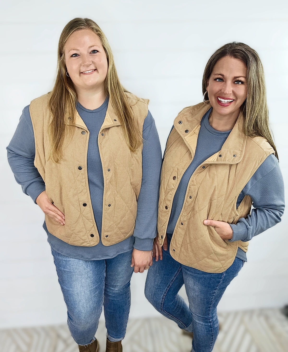 TAUPE CORDUROY SNAP BUTTON VEST