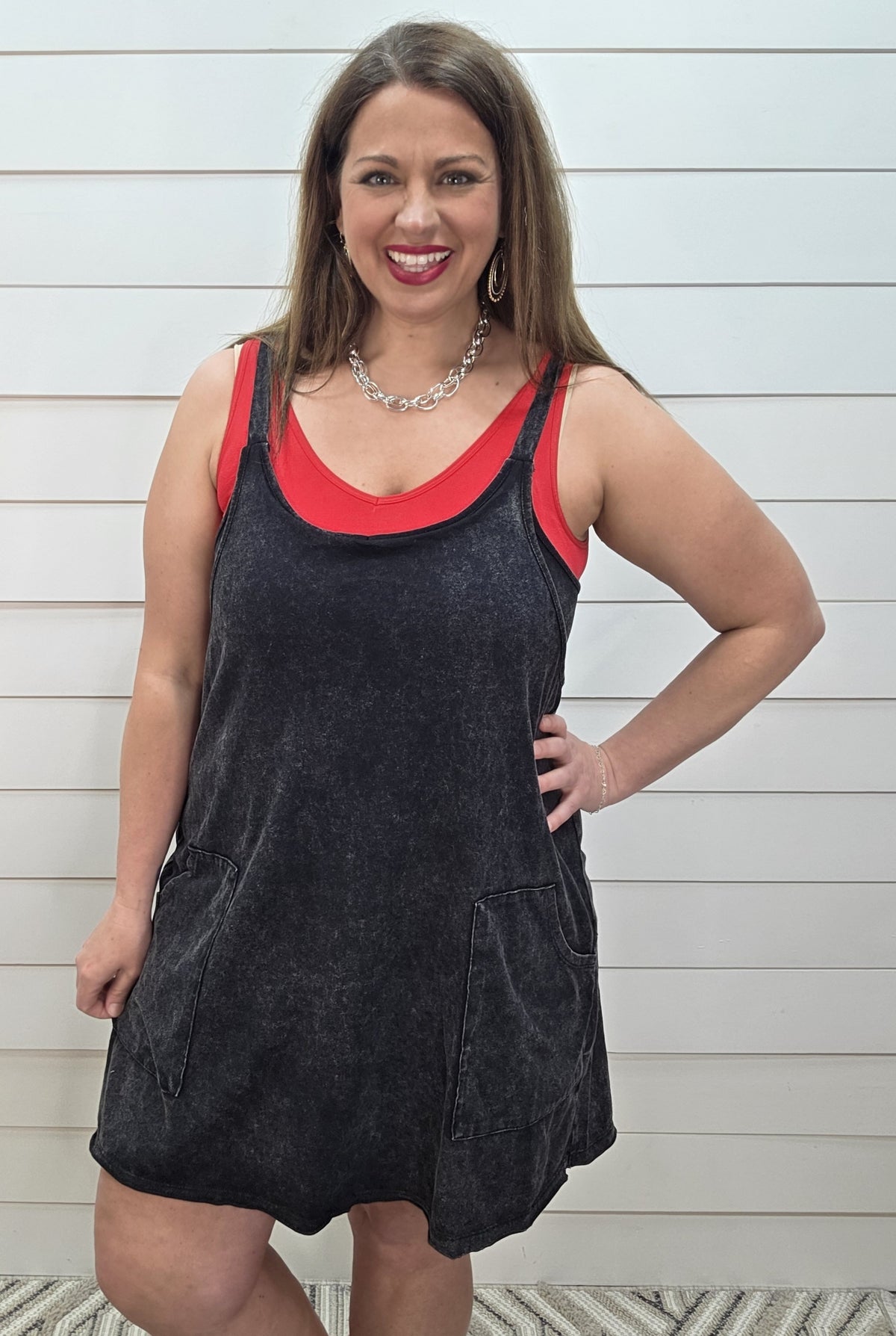 BLACK MINERAL WASH SKORT DRESS