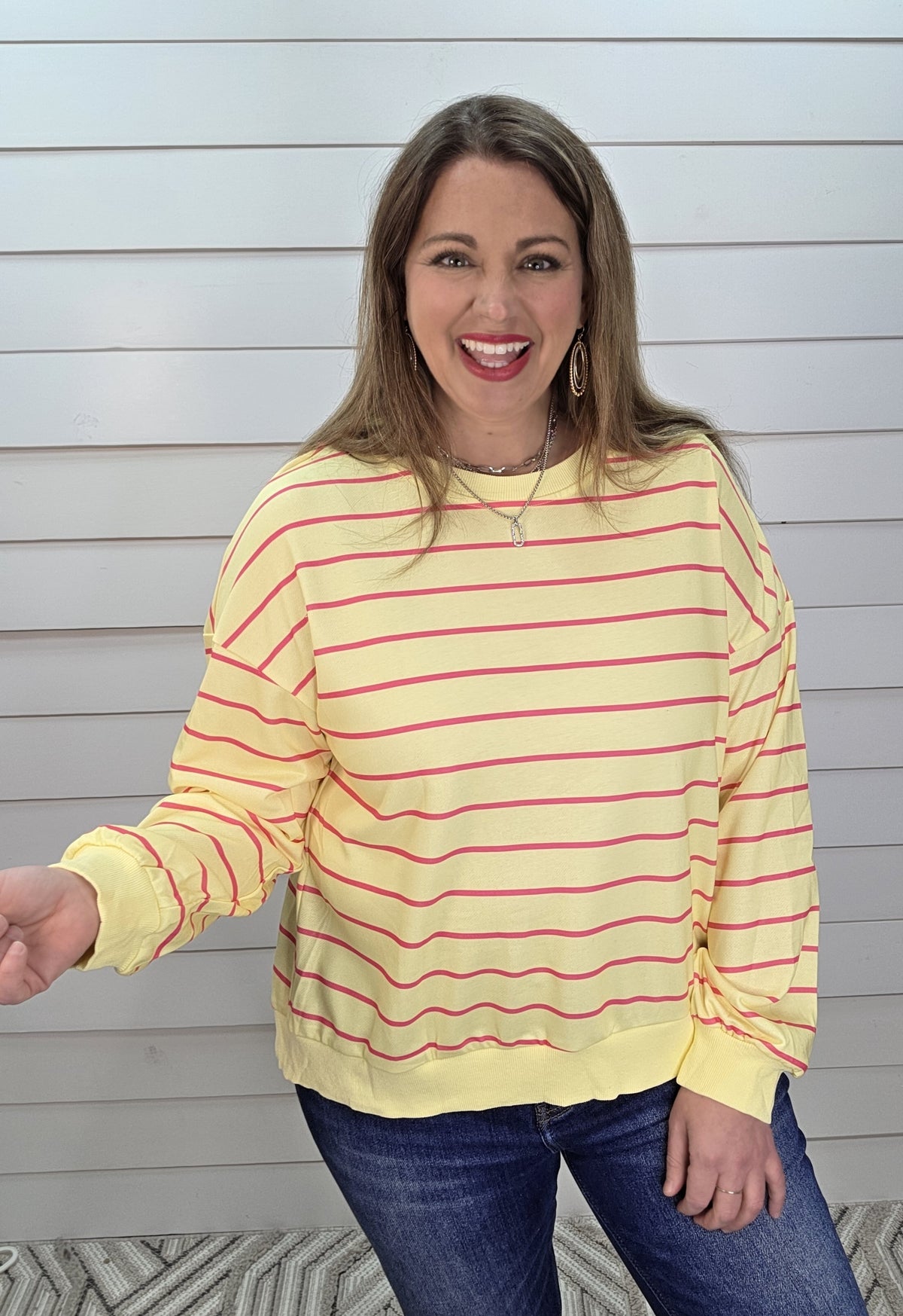 YELLOW/PINK STRIPED OPEN BACK TOP