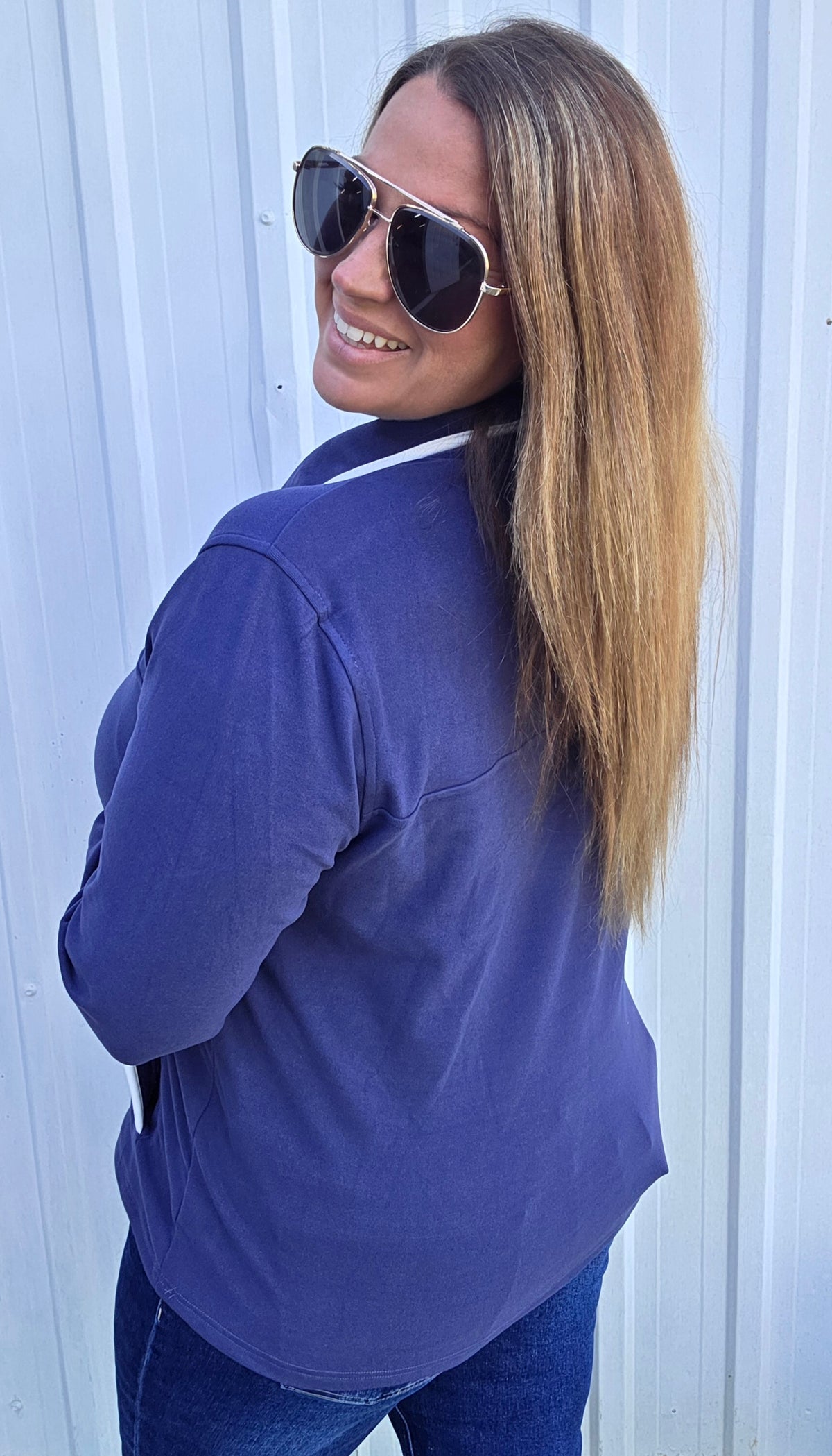 Navy Funnel Neck, Polar Fleece, Pullover