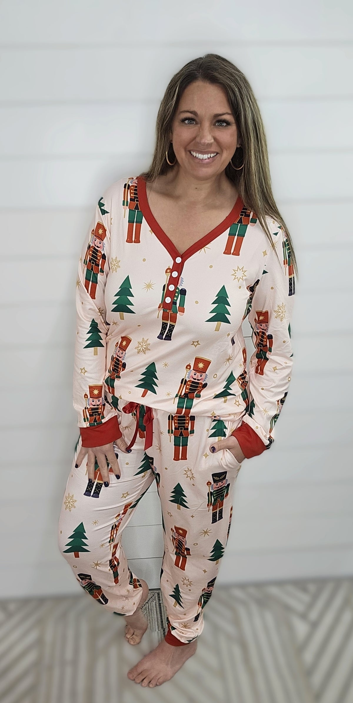 LONG SLEEVE HOLIDAY JOGGER PJ SET - 2 PRINTS