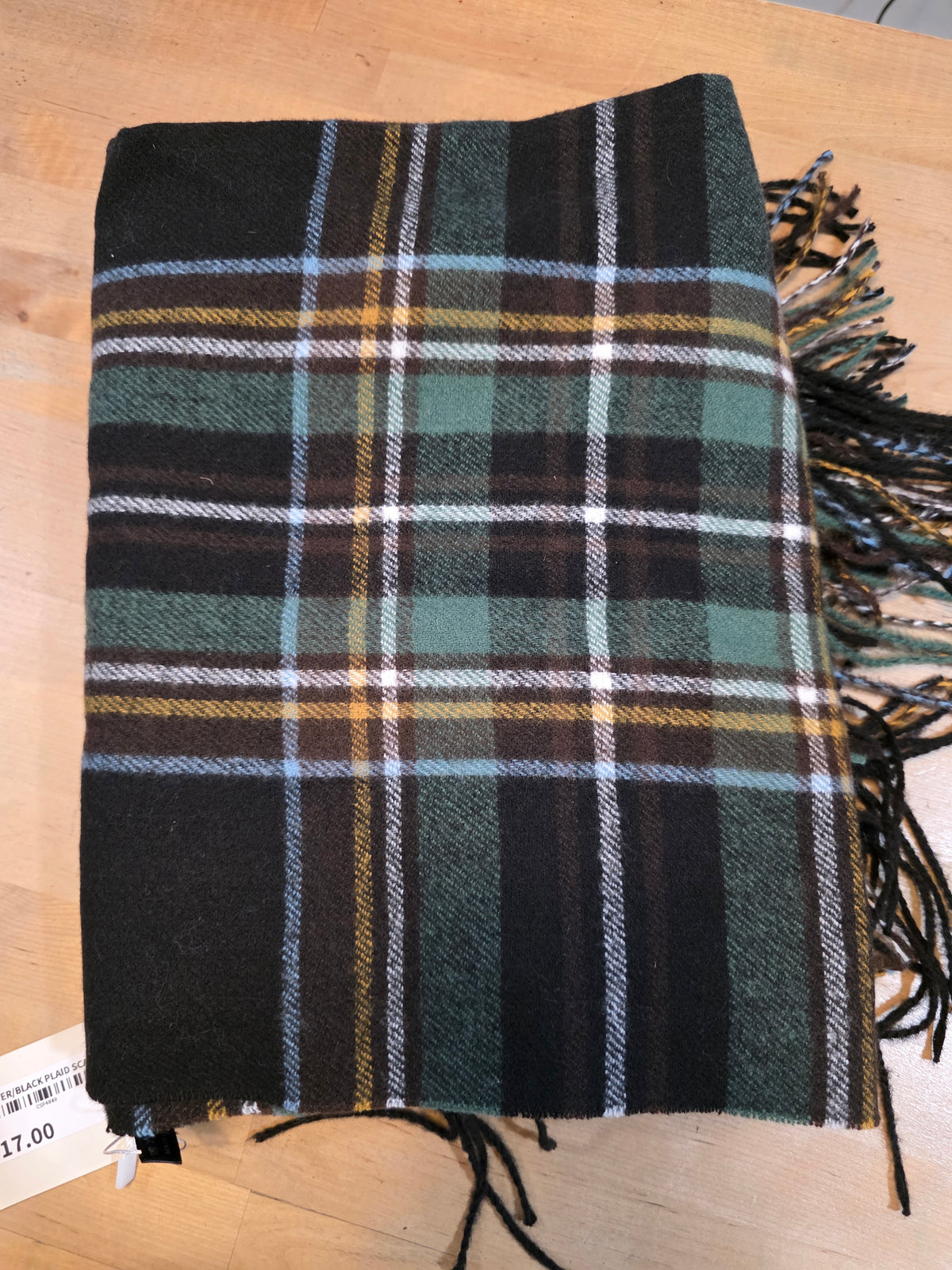 HUNTER/BLACK PLAID SCARF