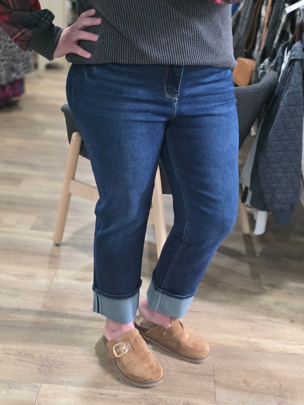 RFM STRAIGH DYLAN CUFFED DARK WASH JEAN