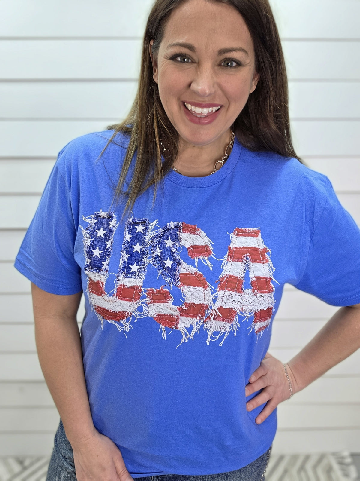 USA FAUX DENIM GRAPHIC TEE