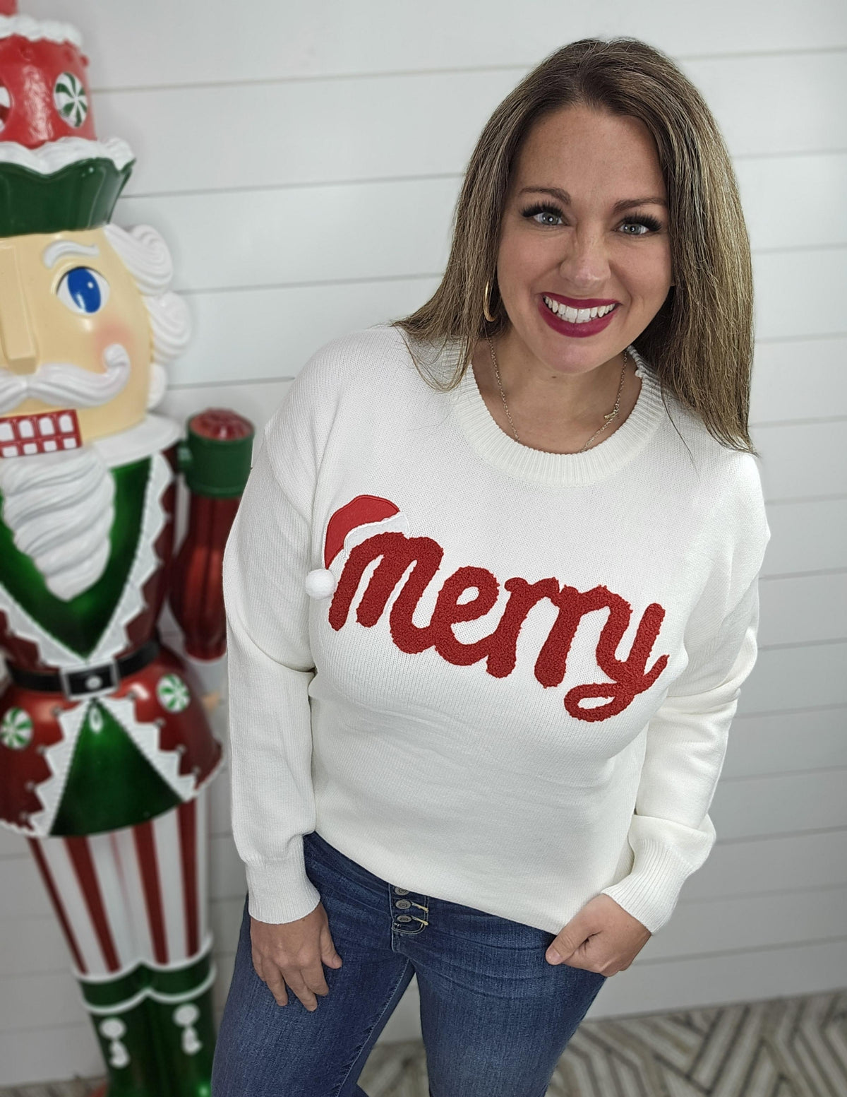 WHITE "MERRY" SOFT SWEATER