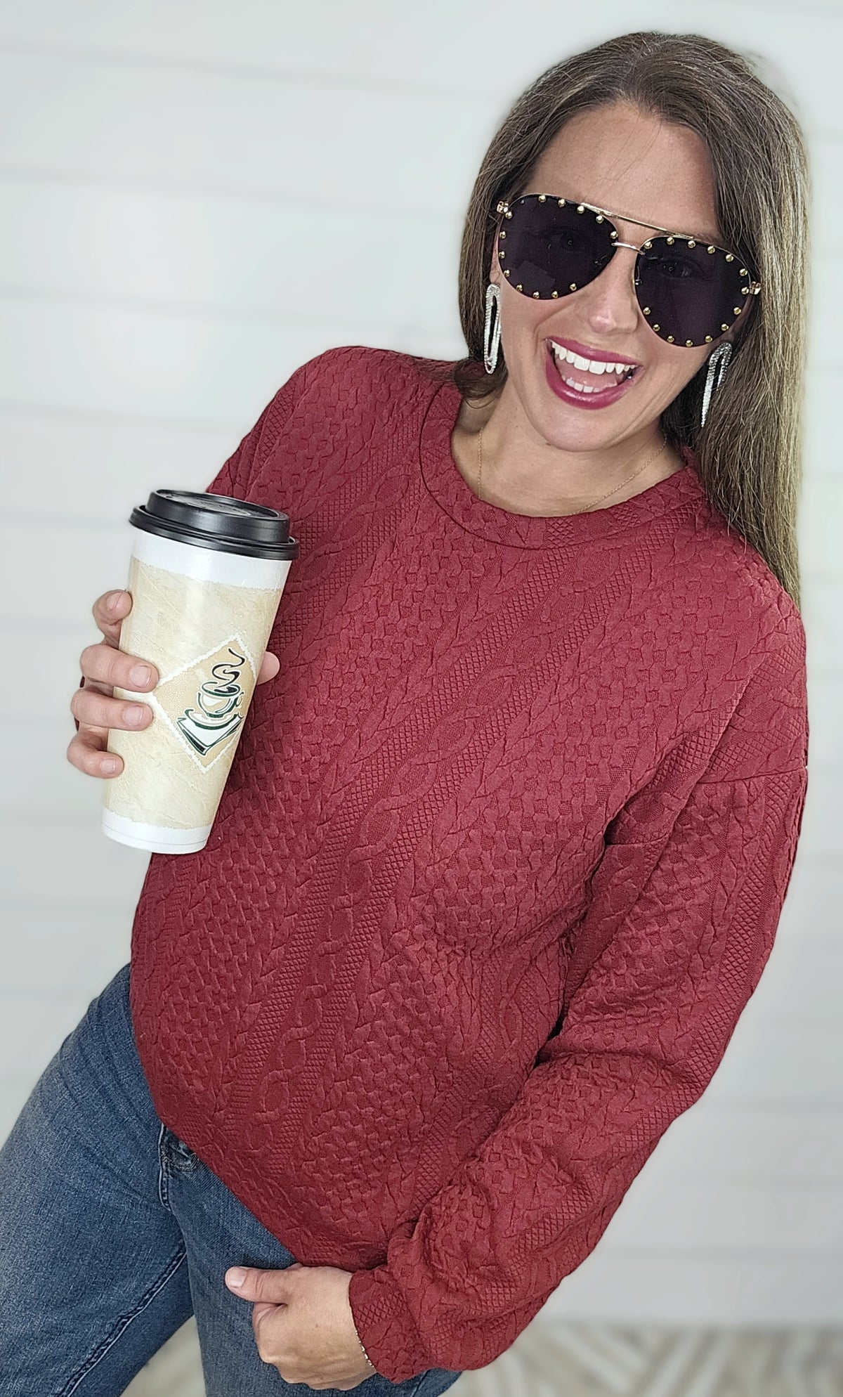 WINE TEXTURED PULLOVER