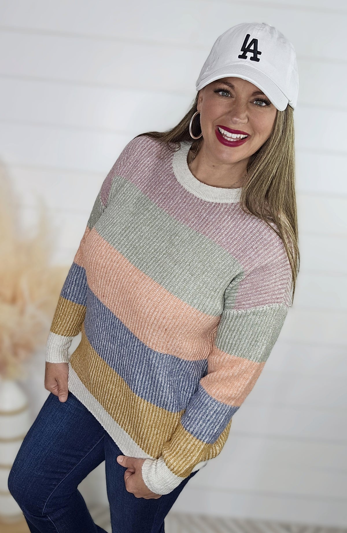 MAUVE MULTI COLOR SOFT PULLOVER SWEATER