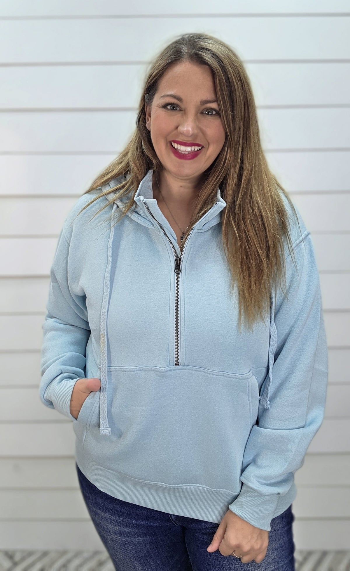 MINT HALF ZIP FLEECE LINED PULLOVER