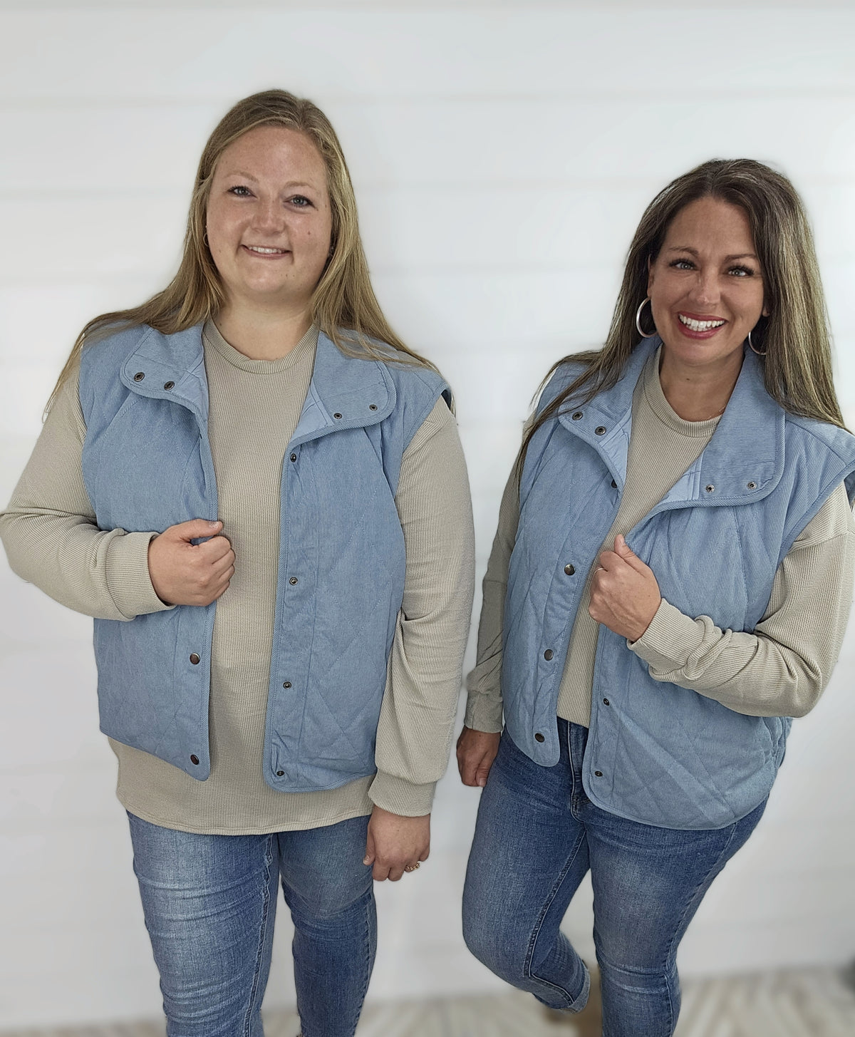 SLATE BLUE CORDUROY SNAP BUTTON VEST