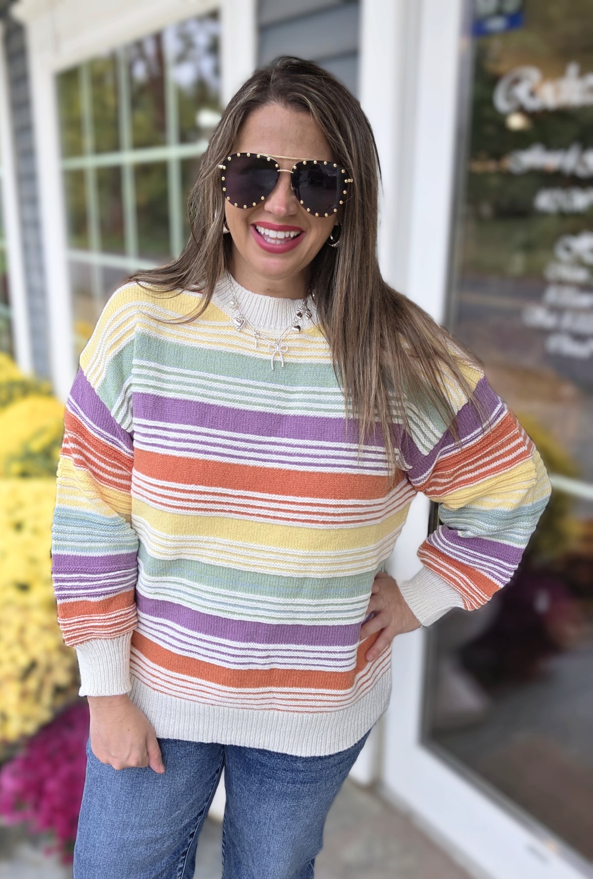 MULTI COLOR KNIT PULLOVER SWEATER