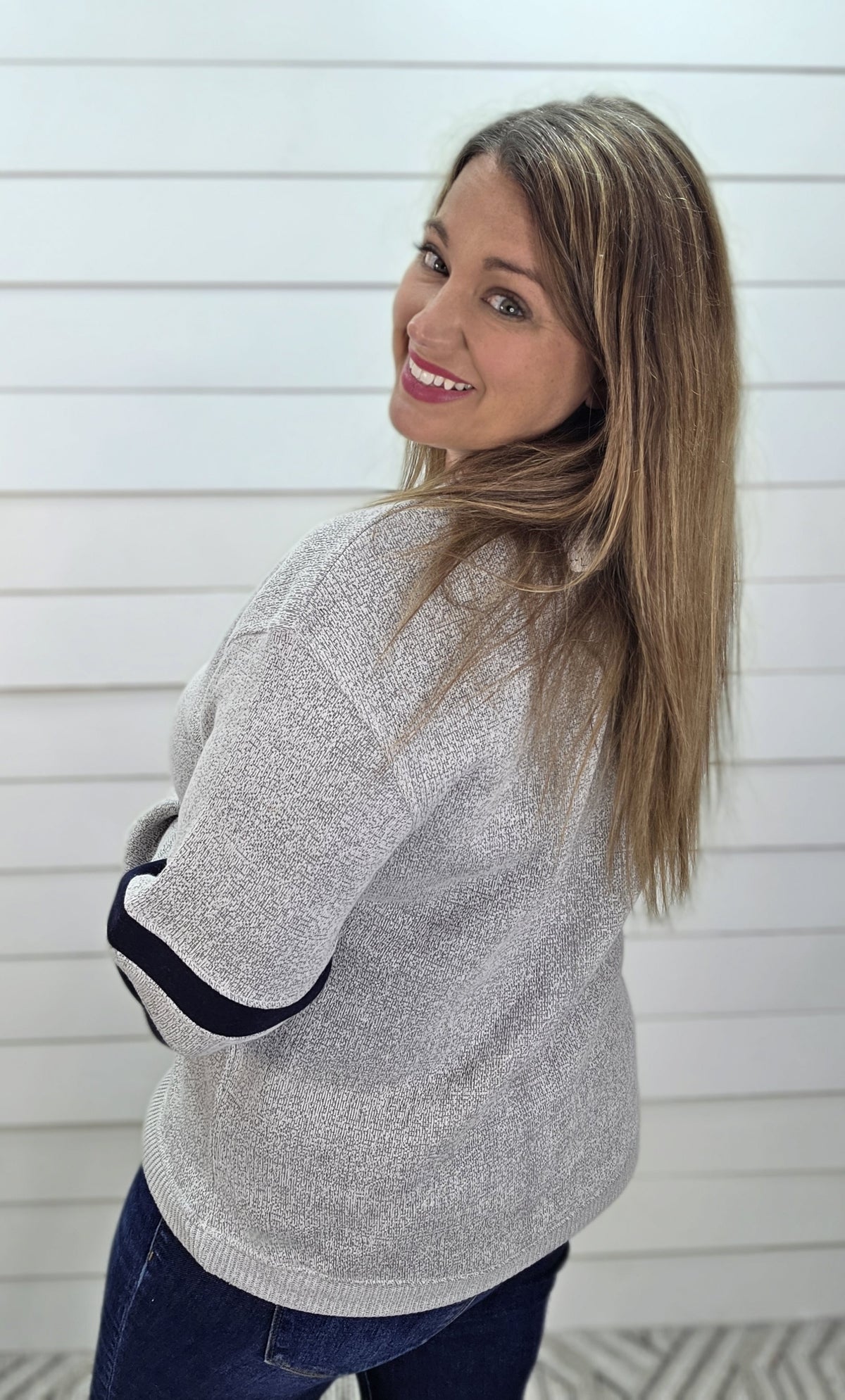 SALT AND PEPPER Nantucket Crewneck Pullover With Sleeve Stripes