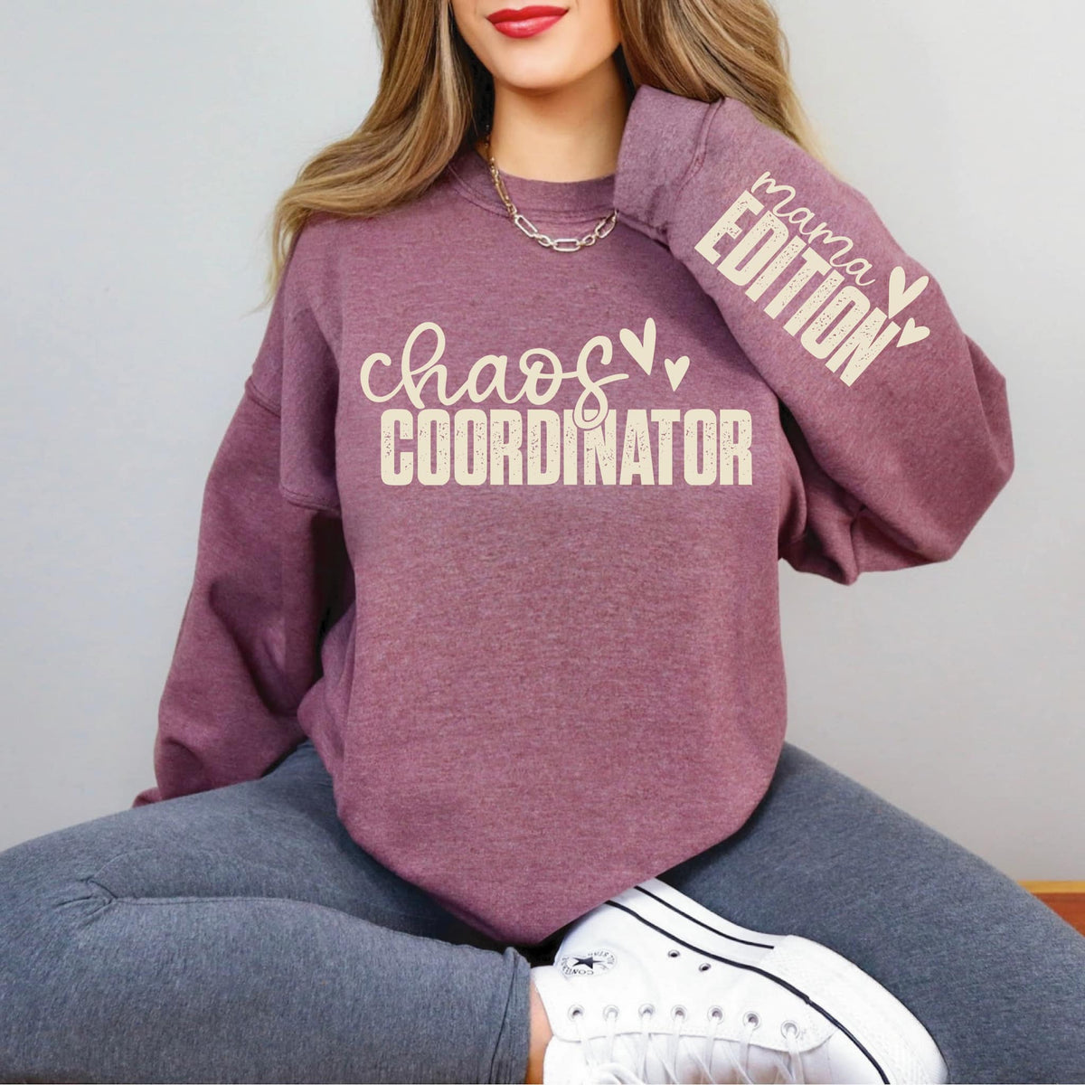 Mama Edition  With Sleeve Accent Sweatshirt -  ALLOW 7 DAYS TO SHIP + SHIP TIME