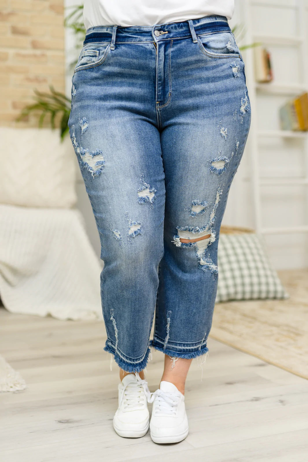Judy Blue Harley Distressed Ankle Hem Jeans