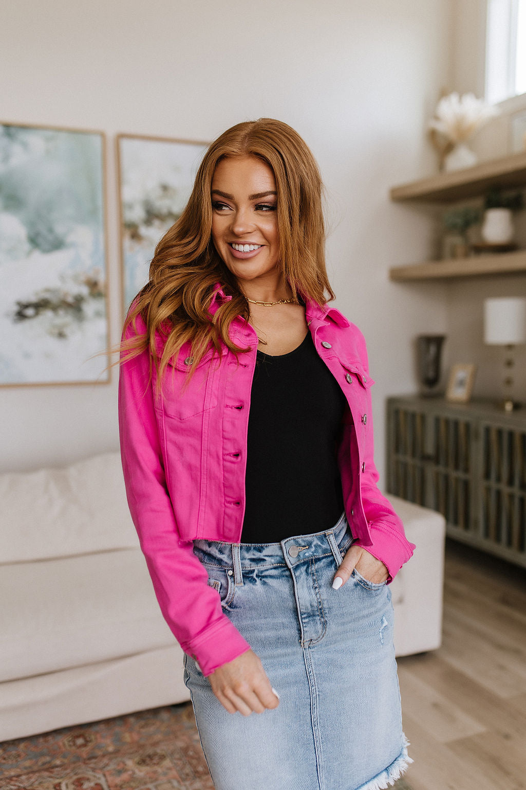 Judy Blue With a Whisper Denim Jacket in Hot Pink
