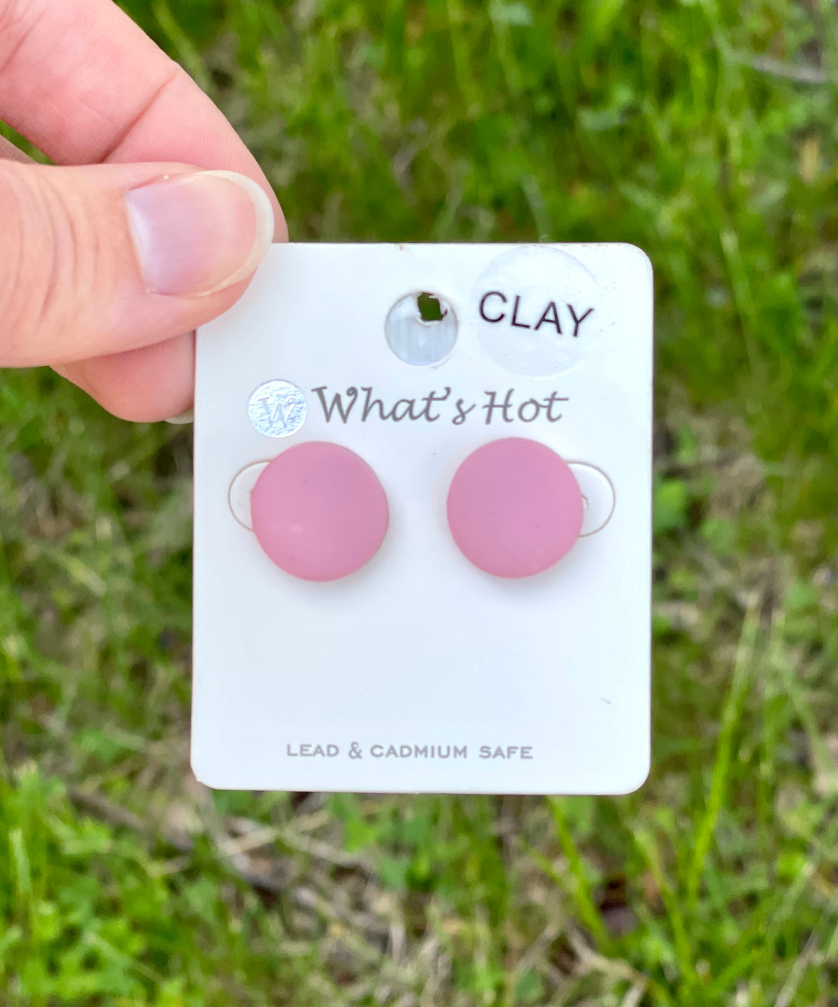 PINK CIRCLE CLAY EARRING STUD