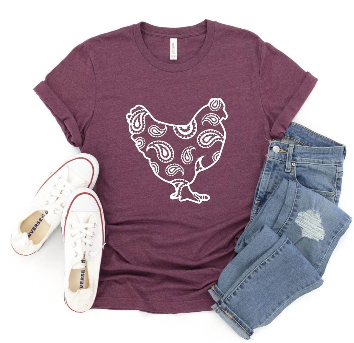 Paisley Chicken Graphic Tees~4 color options