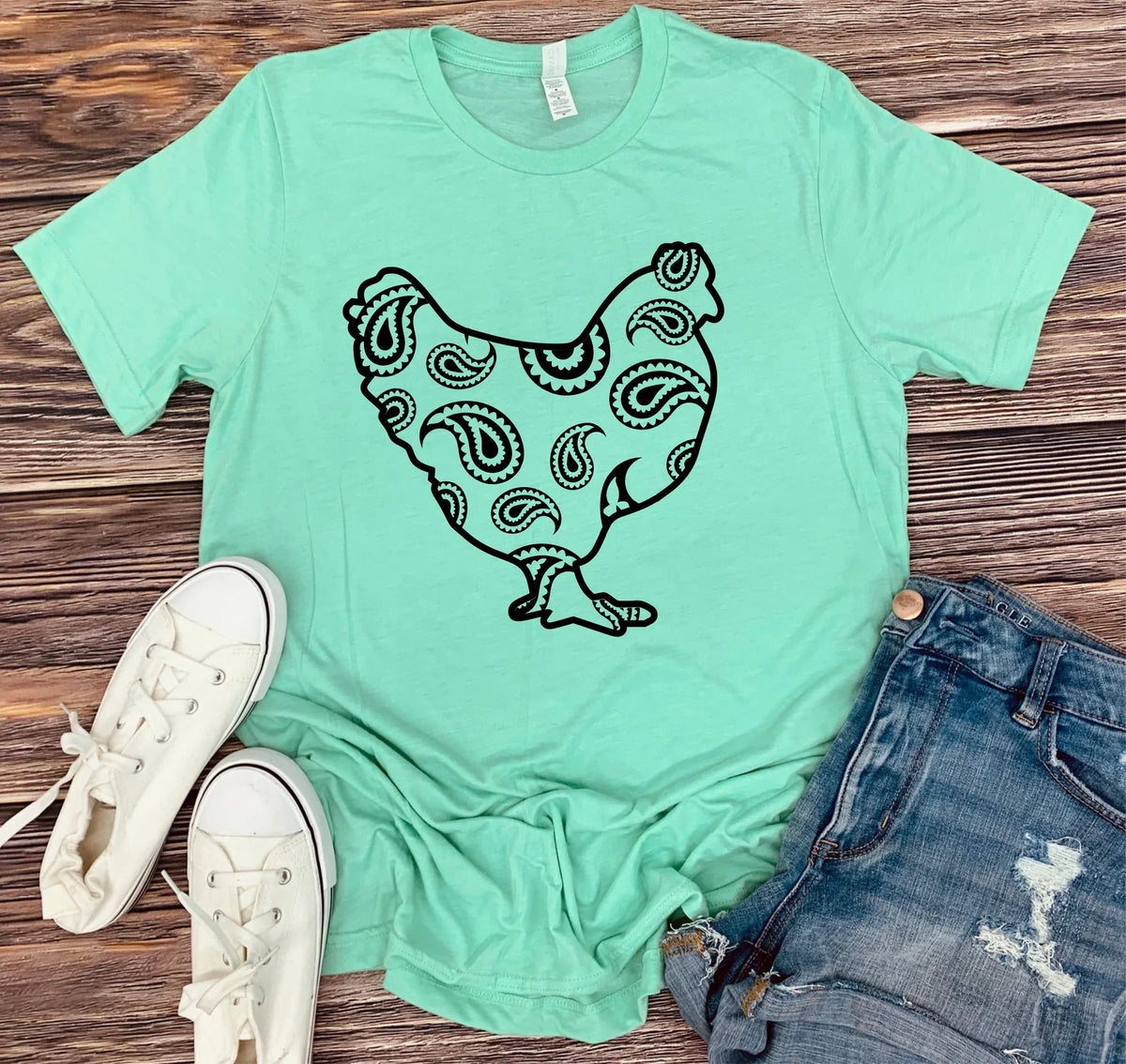 Paisley Chicken Graphic Tees~4 color options